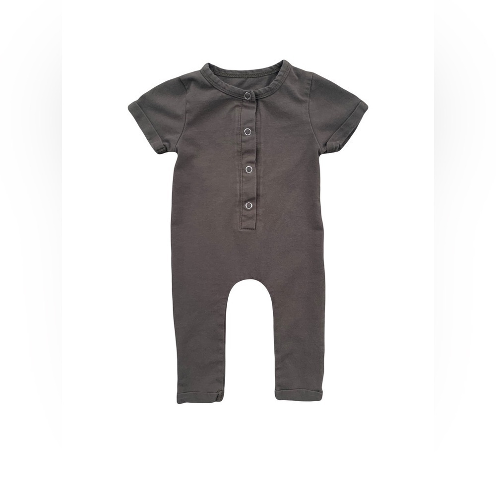 Orcas Lucille Size 3 Months Olive Green Short Sleeve Henley Romper